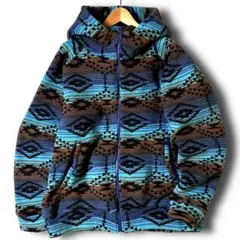 BAYCANT 総柄フリースパーカー 防寒 防風 ジャケット 普段使い M