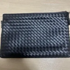 ブラック レザー風 クラッチバッグ