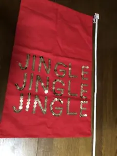 クリスマス　JINGLEデザインの赤い布製袋　ニューヨーク　70x40