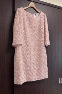 本日のみ⭐︎ピンク ツイード 七分袖 ワンピースのサムネイル