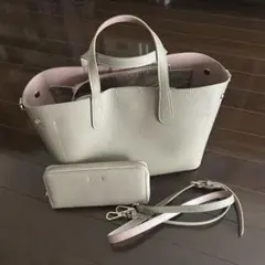 BARCOS シュリンクレザー　バイカラー　ハンドバッグ　財布　セット　バルコス