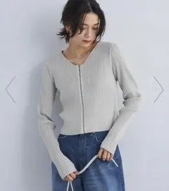 リブ スキニー プルオーバー ニット
