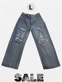 ブラック デニムパンツ レディース L