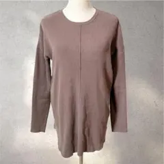 【ビューティーデオペーク】M/チュニック/モカ/リブ編み/クールネック/長袖