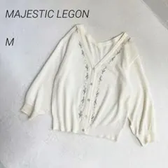 MAJESTICLEGON　Vネックニットカーディガン　花柄刺繍　レトロ　長袖のサムネイル