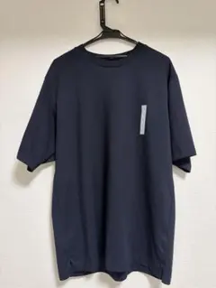 【値札付 新品】GU ドライポンチT 5分袖 ネイビー Lのサムネイル