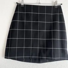 H&M 台形ミニスカート チェック柄 黒 白 レディース 36