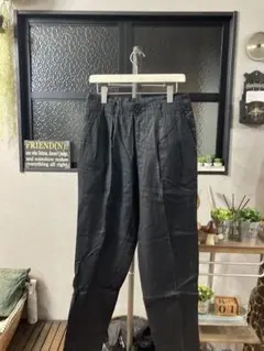 【希少】80s DOMON ドモン リネン100% 2タック スラックス L 黒