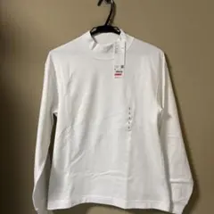 UNIQLO ブラッシュドモックネックTシャツ/長袖 ホワイト