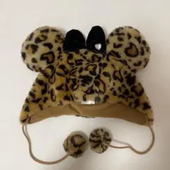 ディズニー　ミニー　ヒョウ柄　ファンキャップ　ブラウン