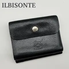 イルビゾンテ がま口 財布 金ボタン 札入れ 小銭入れ レザー ブラック
