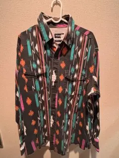 90s Wrangler ネイティブ柄 ウエスタンシャツ 総柄 XL