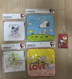 スヌーピー　ミニタオル3枚　巾着袋2個セット