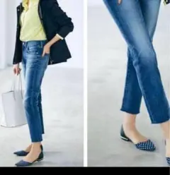 【レッドカード】20th テーパードデニムパンツ アンクル スリム カットオフ