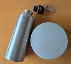 無印　アルミ弁当箱丸型　ステンレス水筒　2点セットのサムネイル