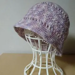 ハンドメイド　バケットハット　クロシェハット　かぎ針編み　春夏糸　コットン混紡