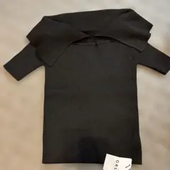 ブラック 半袖ニット