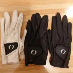 ゴルフグローブ ホワイト１つ/ブラック 2双セット