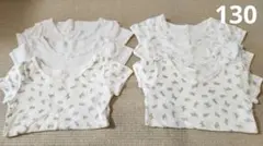 【6枚セット】綿100％　襟ぐり広め半袖肌着　女の子用　ねこ柄　130