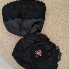 Jupe Lapin黒レースポーチ 花刺繍黒レースポーチ　冠婚葬祭