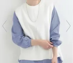 新品　【洗濯機可/2点セット/S-LL】 ニットベスト+ブラウス