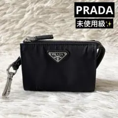未使用級✨PRADA プラダ　トライアングルロゴ　コインケース　キーチェーン　黒