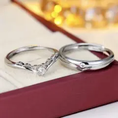 ペアリング カップルリング 2点セット シルバー調 アクセサリー