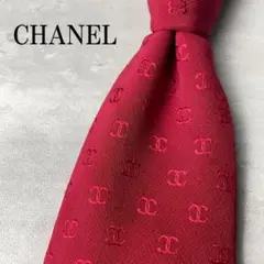 美品 CHANEL シャネル ココマーク 総ロゴ ソリッド ネクタイ ボルドー