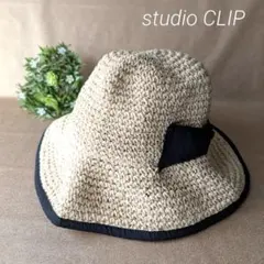 スタジオクリップ studioCLIP 麦わら帽子 リボン アイボリー ブラックのサムネイル