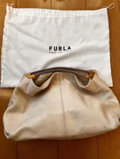 FURLA フルラレザー ワンショルダーバッグベージュ／メッシュ金具　保存袋付き