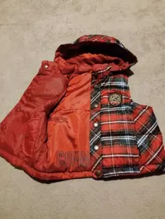 COMME CA ISM コムサイズ チェック柄リバーシブル中綿ベスト100cm