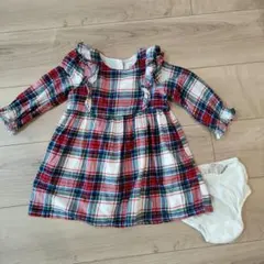 GAP　チェック柄長袖ワンピース　パンツセット　ベビー