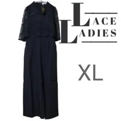LACE LADIES オールインワン·ワイドパンツドレス レース 紺 XL