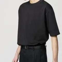 UNIQLO U エアリズムコットンオーバーサイズT 黒　5部丈　S