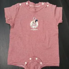 ミニーロンパース 赤と白のストライプ 60cm