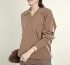 タグ付有　slobe iena Vネックえり付きニット