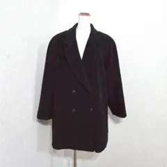 AGASA レナウン アンゴラ混 ダブルテーラードコート ブラック（15）