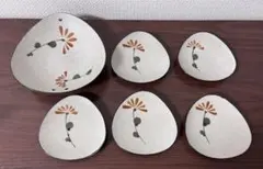 和風花柄 陶器皿 6点セット
