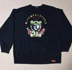 【USA製】entreeカモフラベアプリント クルーネックスウェット黒2XLくま