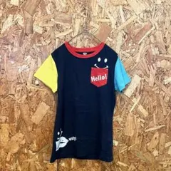 RUSTY ラスティ 半袖Tシャツ ロゴ 綿混在 ネイビー カラフル レディース