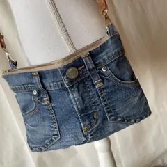 ハンドメイド　デニムリメイク　ショルダーバッグ サコッシュ