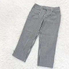グローブ パンツ ギンガムチェック 綿 クロップド 白 黒 ストレッチ有りのサムネイル