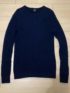 ユニクロ　ケーブルニットセーター　ネイビー　Mサイズ