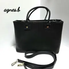 アニエスベー 2way ビジネスバッグ 黒 サフィアーノレザー風