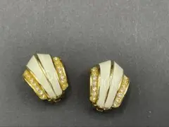 Dior ホワイト×ゴールドカラー イヤリング