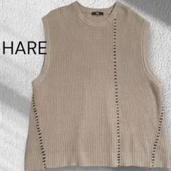 ハレHARE ハンドステッチ ニットベスト ベージュ オーバーサイズ F メンズ