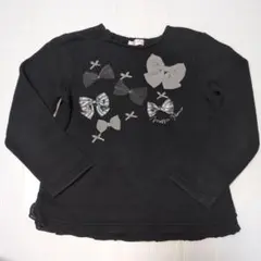 130★メゾピアノ★ロゴ刺繍！リボン付きトレーナー★