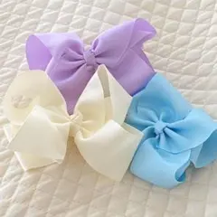 大人も子どもも使えるヘアリボンクリップ　ステラルー色