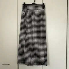 グローバルワーク タイトスカート ロング丈 ギンガムチェック柄 M 白 黒