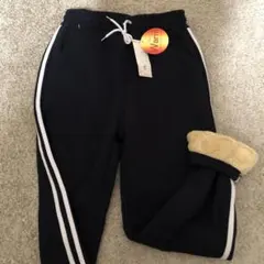 新品 レディース M L ウォームパンツ ベロア 裏ボア スウェットパンツ 濃紺